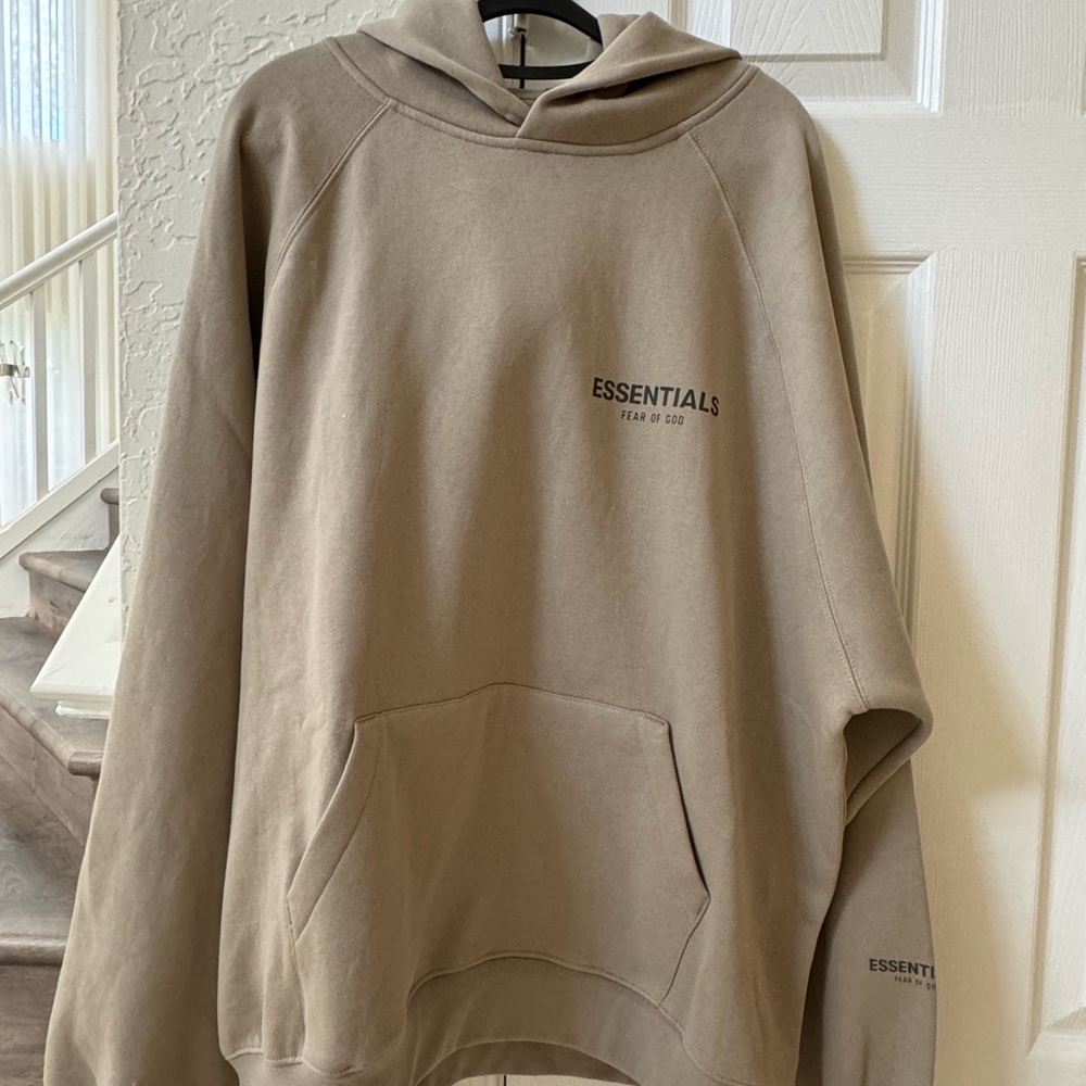 Oversized Essentials Fear of God. Creme Tan Pullover Hoodie Men's Size L